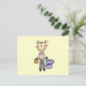 Mädchen mit Rucksack Postkarte (Stehend Vorderseite)