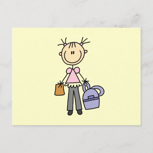 Mädchen mit Rucksack Postkarte (Vorderseite)