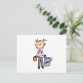 Mädchen mit Rucksack Postkarte (Stehend Vorderseite)