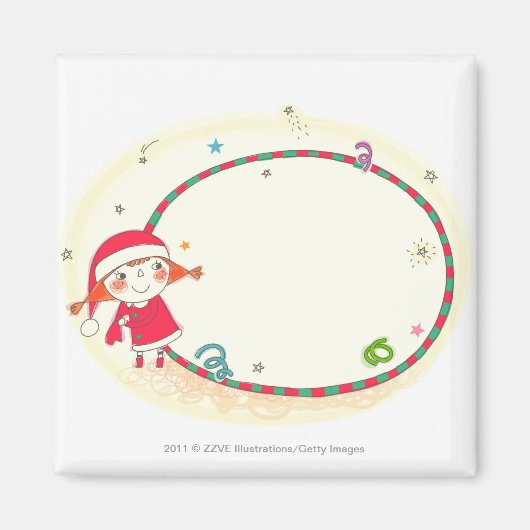 Mädchen mit Santa-Kostüm Magnet (Vorne)