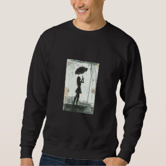 Mädchen mit Schirmfarbe Zeichnend Sweatshirt