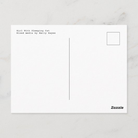 Mädchen mit Schlafkatze Postkarte (Rückseite)