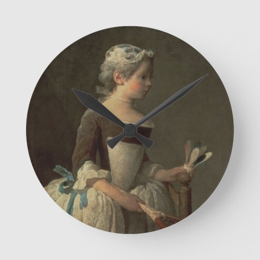 Mädchen mit Schläger und Shuttlecock Runde Wanduhr (Vorderseite)