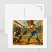 Mädchen mit Schlagholz,  Postkarte (Vorne/Hinten)