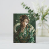 Mädchen mit Schlange Chinesisch Zodiac Art Postkarte (Stehend Vorderseite)