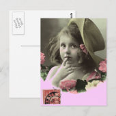 Mädchen mit Schlapphut Postkarte (Vorne/Hinten)