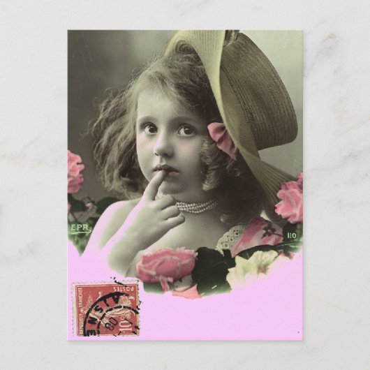 Mädchen mit Schlapphut Postkarte (Vorderseite)