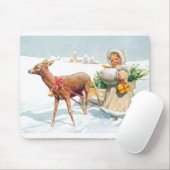 Mädchen mit Schlitten zu Weihnachten Mousepad (Mit Mouse)