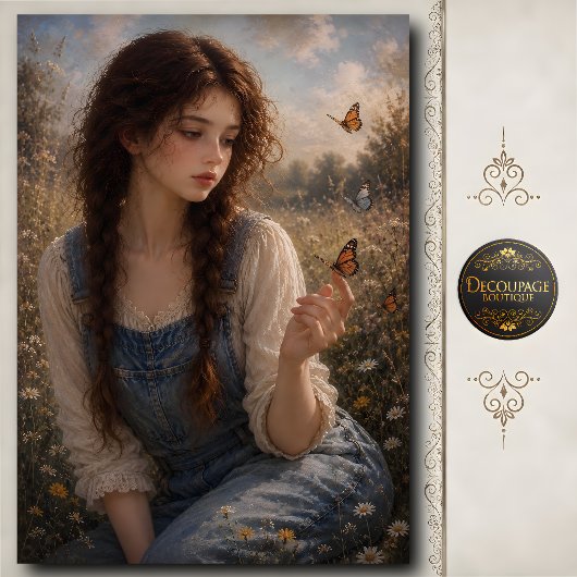 Mädchen mit Schmetterling auf dem Finger Seidenpapier