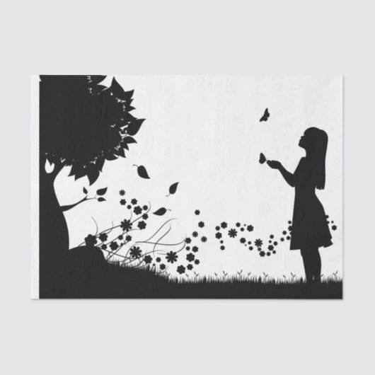 Mädchen mit Schmetterlingen Seidenpapier (Vorderseite)