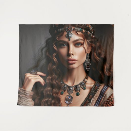 Mädchen mit Schmuck Wandteppich (Vorderseite (Horizontal))