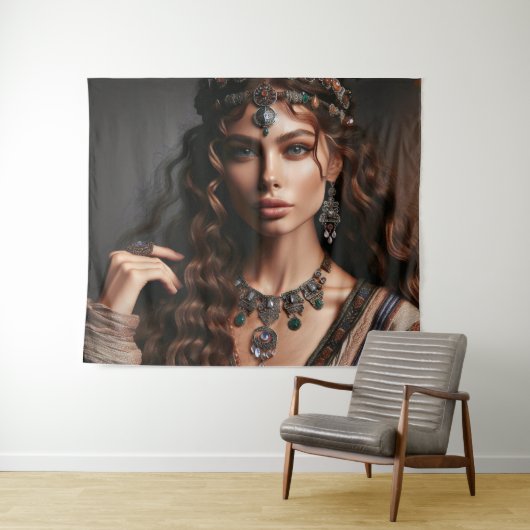 Mädchen mit Schmuck Wandteppich (Beispiel (Horizontal))