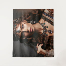 Mädchen mit Schmuck Wandteppich