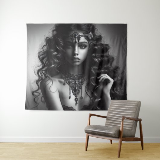 Mädchen mit Schmuck Wandteppich (Beispiel (Horizontal))