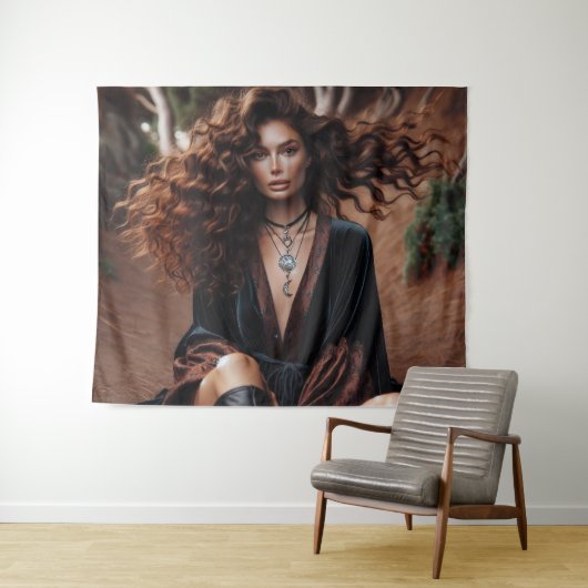 Mädchen mit Schmuck Wandteppich (Beispiel (Horizontal))