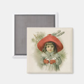 Mädchen mit Schneebällen Magnet (Vorderseite/Rückseite)