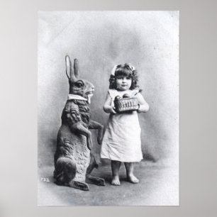 Mädchen mit Schokolade und Osterhase Poster