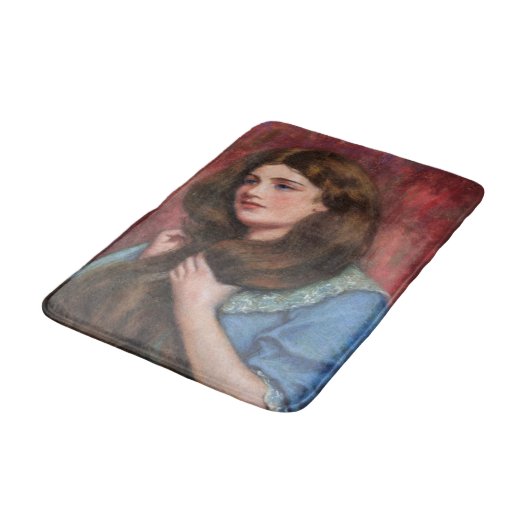 Mädchen mit schönem Long Brown Haar Badematte (Schrägansicht)