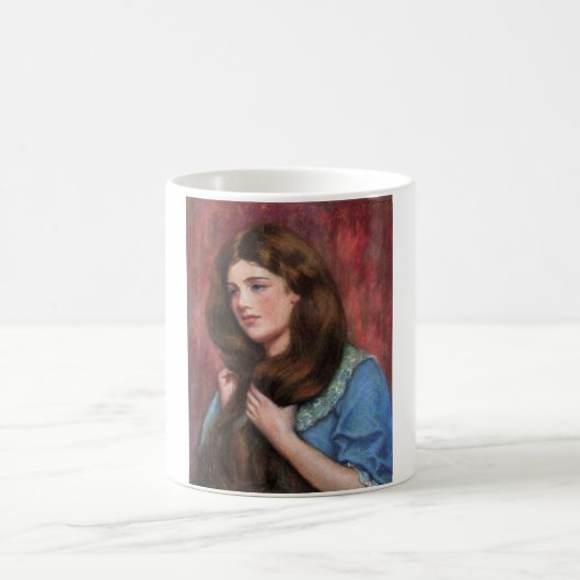 Mädchen mit schönem Long Brown Haar Kaffeetasse (Mittel)