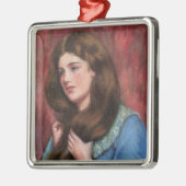 Mädchen mit schönem Long Brown Haar Ornament Aus Metall (Links)