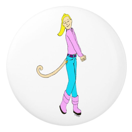 Mädchen mit Schwanz Keramikknauf (Vorderseite)