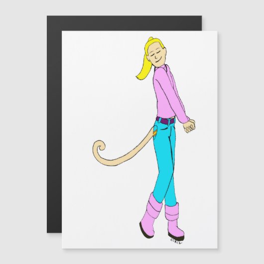 Mädchen mit Schwanz Magnetkarte (Vorne/Hinten)