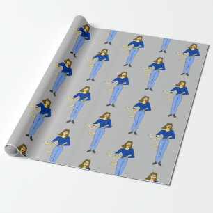 Mädchen mit Schwanz-Taste Geschenkpapier