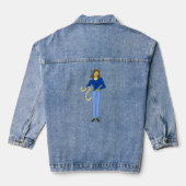Mädchen mit Schwanz-Taste Jeansjacke (Rückseite)