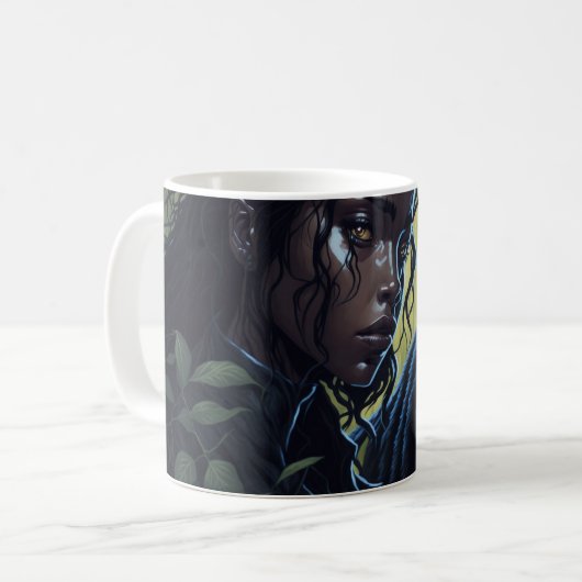 Mädchen mit schwarzem Panther Kaffeetasse (Vorderseite Links)