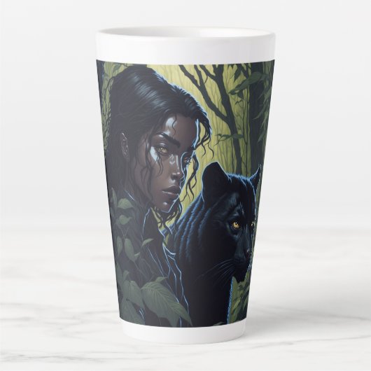 Mädchen mit schwarzem Panther Milchtasse (Vorderseite)