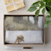 Mädchen mit schwarzem Pferd am Bach Decoupage Seidenpapier (Geschenk)