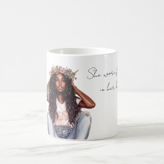 Mädchen mit schwarzen Haaren Blumen im Haar Kaffeetasse (Mittel)