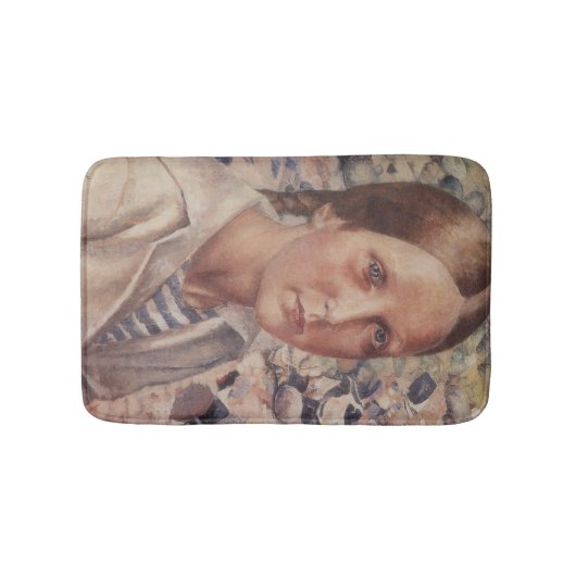 Mädchen mit Schweinen an einem Strand in Russland Badematte (Vorderseite)