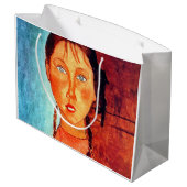 Mädchen mit Schweinen, Modigliani Große Geschenktüte (Rückseite Schrägansicht)