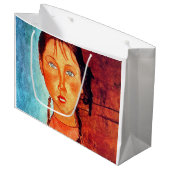 Mädchen mit Schweinen, Modigliani Große Geschenktüte (Vorderseite Schrägansicht)