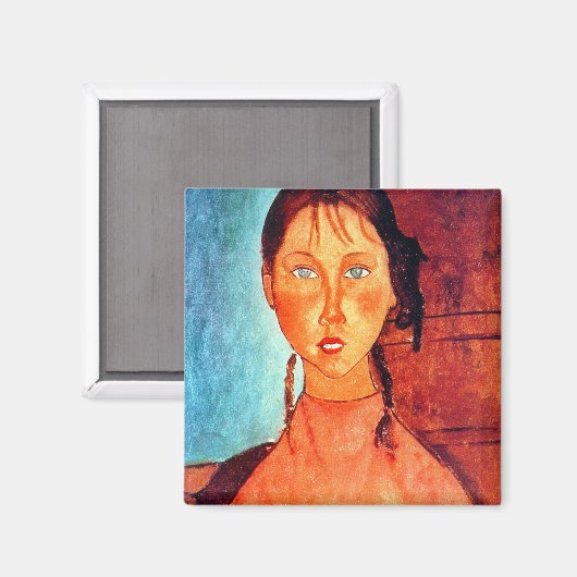 Mädchen mit Schweinen, Modigliani Magnet (Vorderseite/Rückseite)