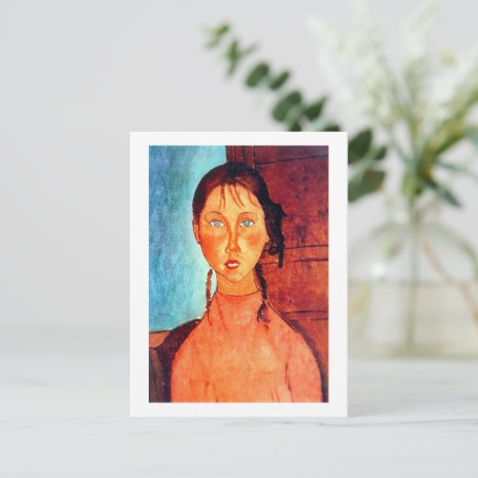 Mädchen mit Schweinen, Modigliani Postkarte (Stehend Vorderseite)