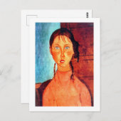 Mädchen mit Schweinen, Modigliani Postkarte (Vorne/Hinten)