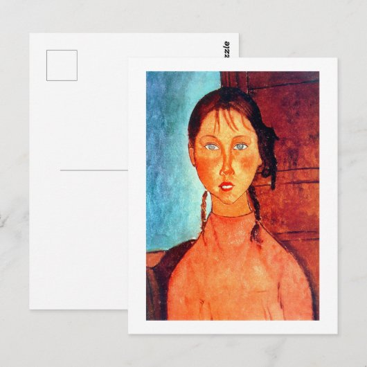 Mädchen mit Schweinen, Modigliani Postkarte (Vorne/Hinten)