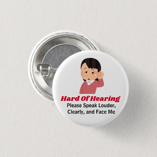 Mädchen mit schwerem Gehör Button (Vorne & Hinten)