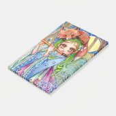 Mädchen mit Sleepy Fox Post-it Klebezettel (angewinkelt)