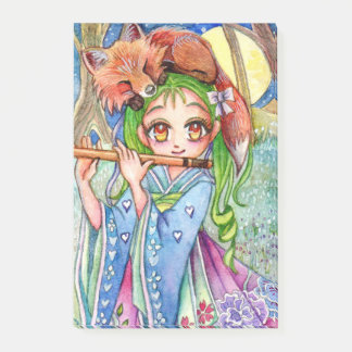 Mädchen mit Sleepy Fox Post-it Klebezettel