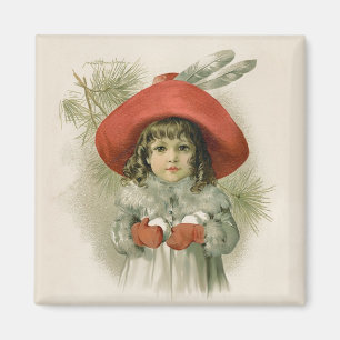 Mädchen mit Snowballs Magnet