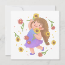 Mädchen mit Sonnenblumen-Illustration