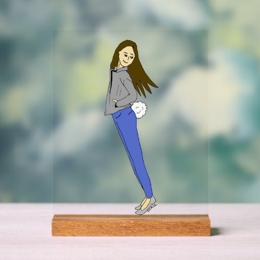 Mädchen mit sonnigen Schwänzen Acrylschild (Neutral)