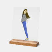 Mädchen mit sonnigen Schwänzen Acrylschild (Winkel)