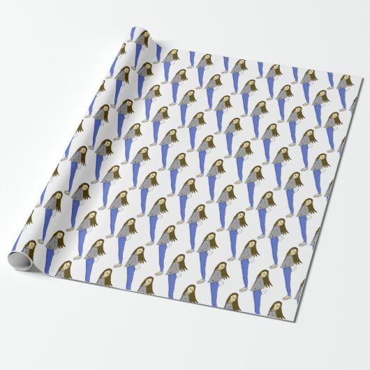 Mädchen mit sonnigen Schwänzen Geschenkpapier (Ungerollt)