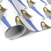 Mädchen mit sonnigen Schwänzen Geschenkpapier (Rolleneckpunkt)