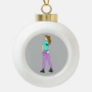 Mädchen mit sonnigen Schwänzen Keramik Kugel-Ornament