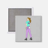 Mädchen mit sonnigen Schwänzen Magnet (Vorderseite/Rückseite)